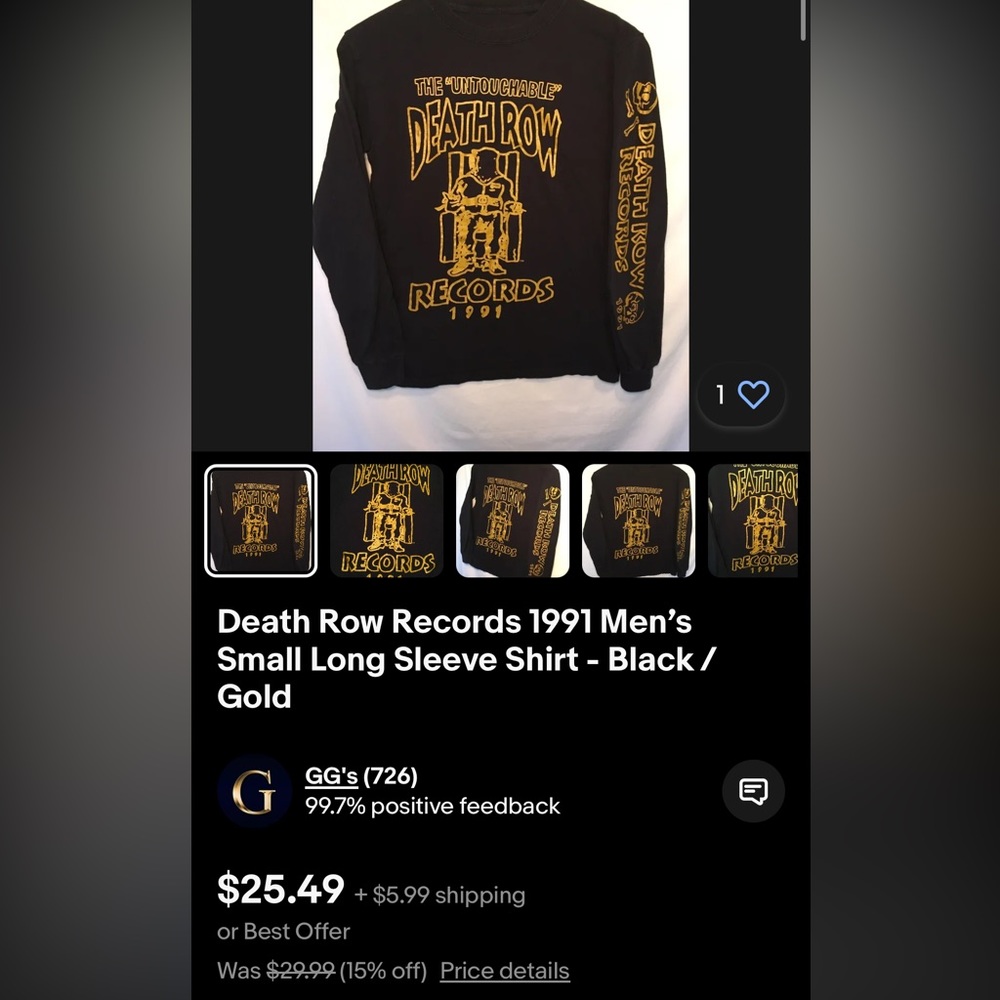 death row 90s long sleeve  pre owned they go for 25 best offer